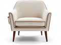 Upholstered armchair with wooden legs in cream color 80 x 75 x 75cm