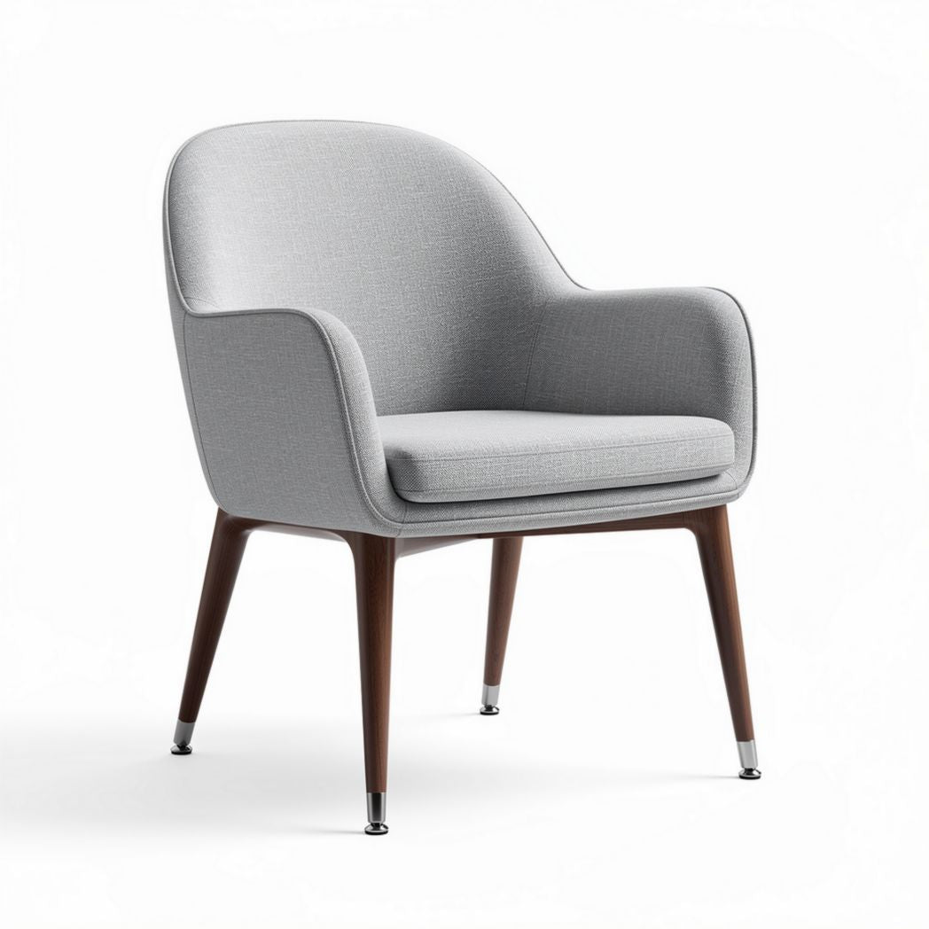 Fabric accent chair with wooden legs in light gray 70 x 70 x 80cm