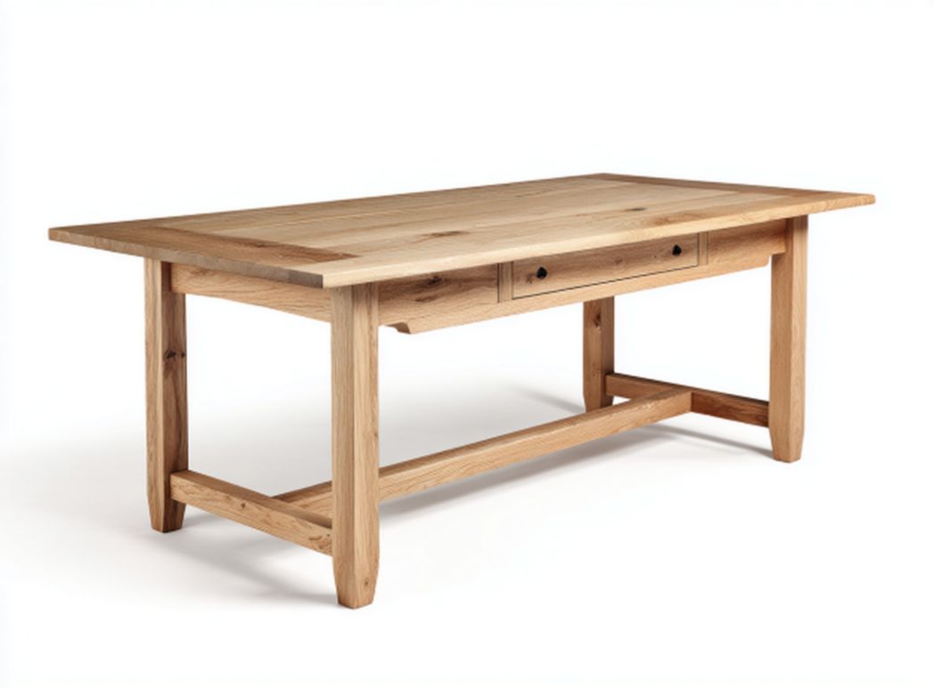 Wooden dining table with single drawer 150 x 75 x 75cm natural finish