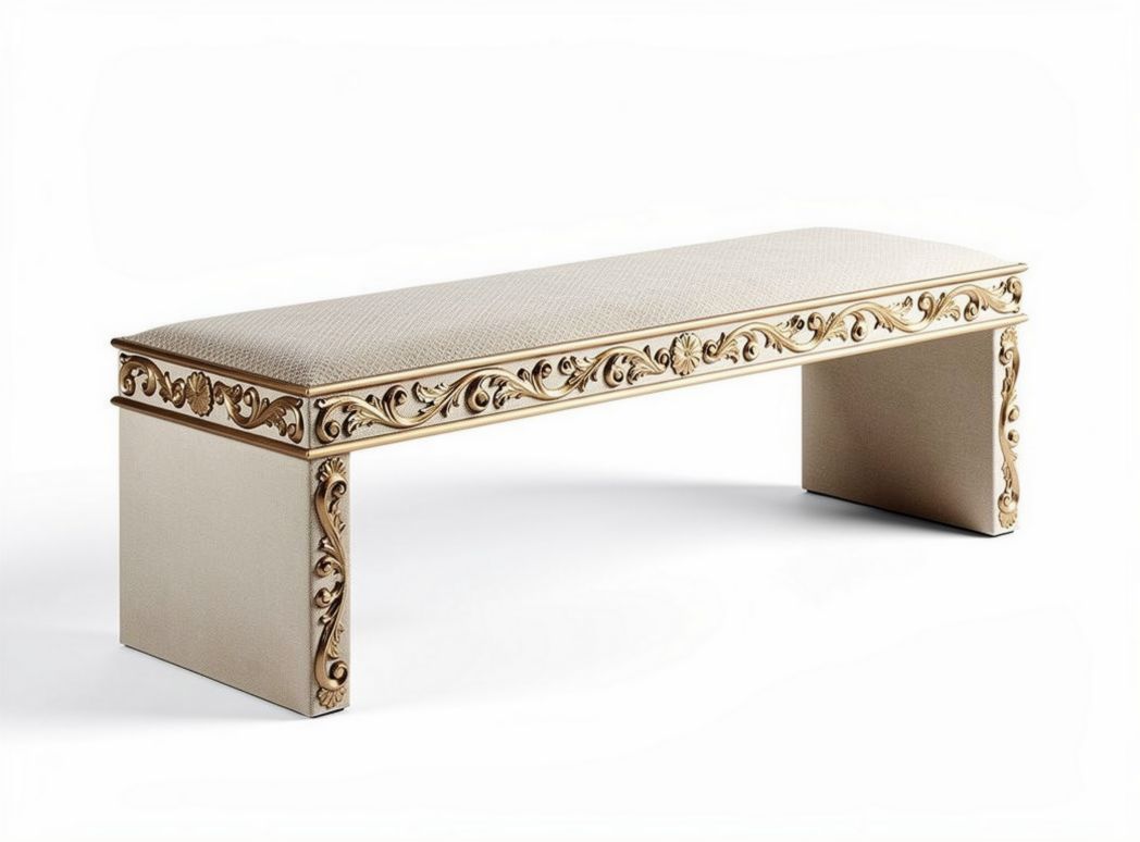Linen upholstered bench 160 x 40 x 45cm for entryway or living room