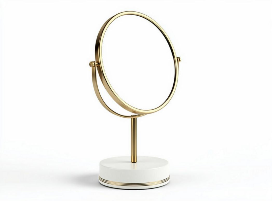 Gold and white vanity mirror with adjustable tilt design 20 x 20 x 35cm