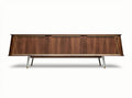 Walnut wood media console with gold accents 200 x 40 x 60cm