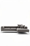 Gray fabric sectional sofa with stainless steel legs 240 x 90 x 85cm