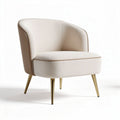 Fabric accent chair with gold metal legs in cream and beige 70 x 70 x 80cm