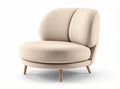 Modern upholstered accent chair with round shape and wooden legs 80 x 80 x 75cm