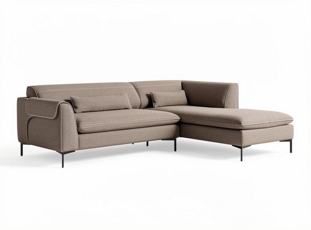 Textured boucle oversized sectional sofa in cream color with modular shapes