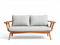 Wooden frame sofa with gray fabric cushions for living room use 150 x 80 x 70cm